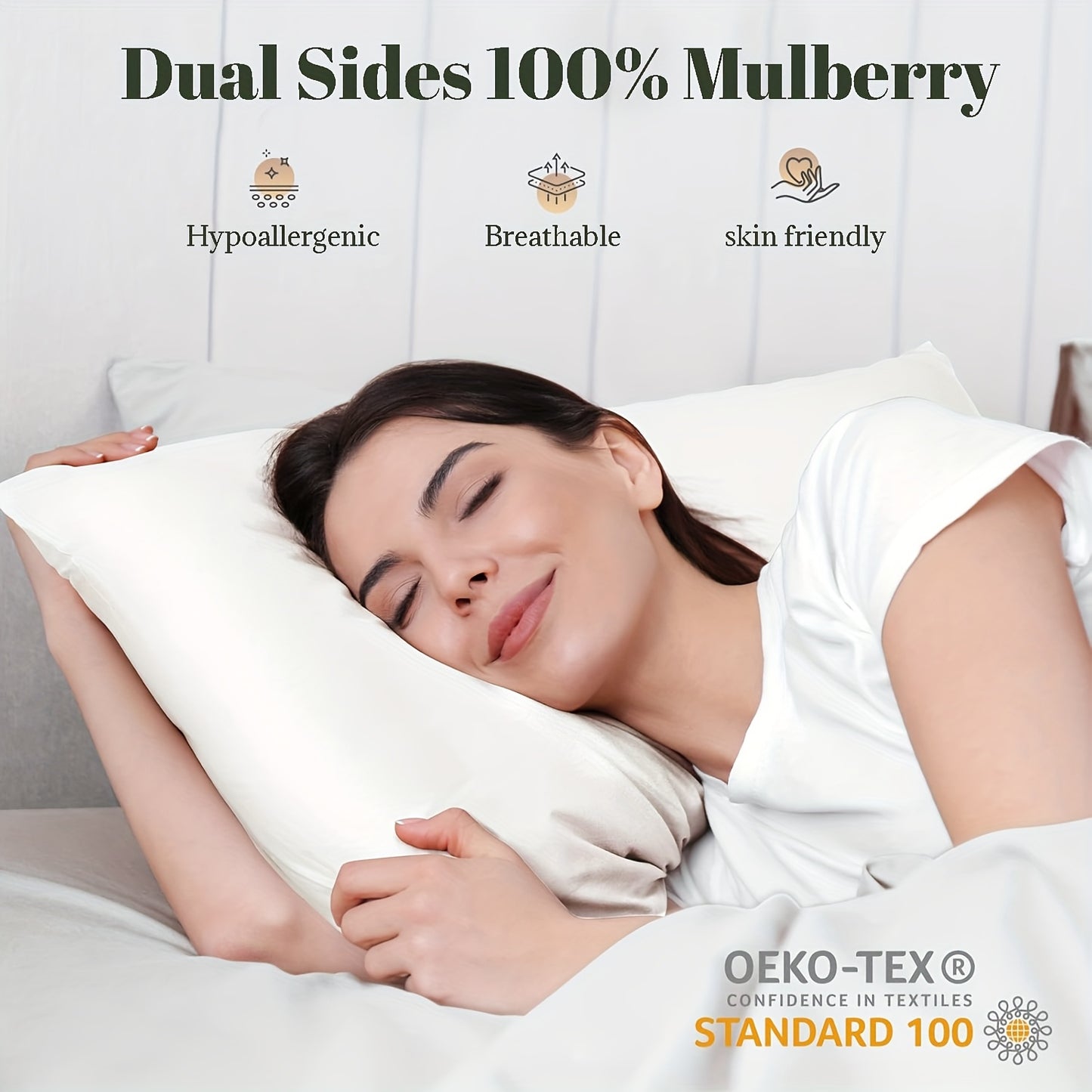 2pcs Hypoallergenic Mulberry Silk Pillowcases - Soft Fabric, Cooling Breathable Zippered Design, Sensitive Skin-Friendly Feel, Ideal for Bedroom, Guest Room, Travel - Perfect Gift for Family, Pillowcase for Bedroom