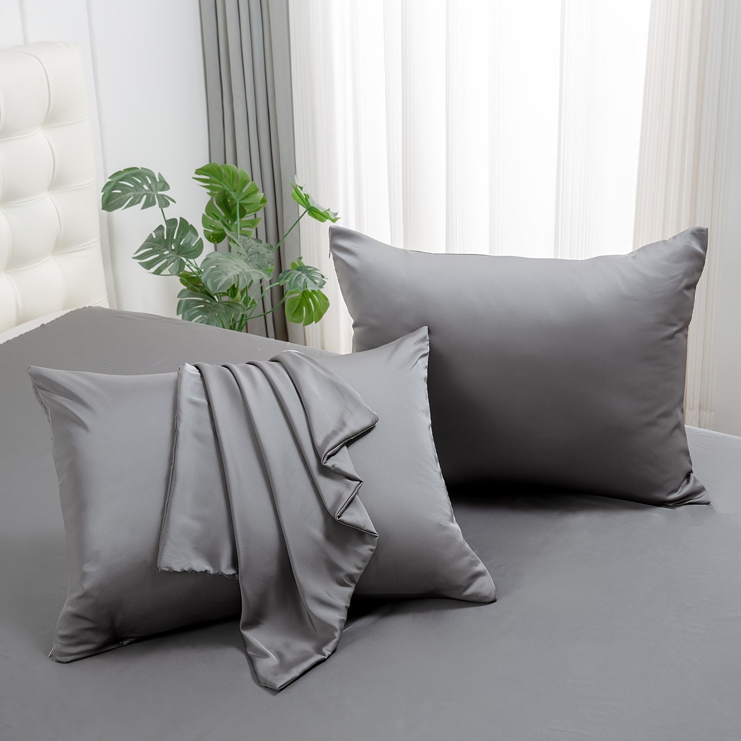 2pcs Hypoallergenic Mulberry Silk Pillowcases - Soft Fabric, Cooling Breathable Zippered Design, Sensitive Skin-Friendly Feel, Ideal for Bedroom, Guest Room, Travel - Perfect Gift for Family, Pillowcase for Bedroom