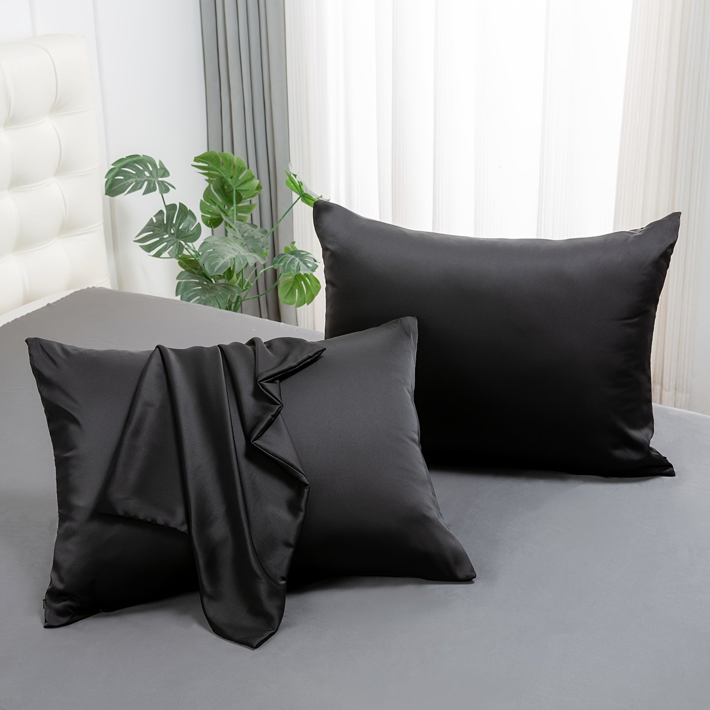 2pcs Hypoallergenic Mulberry Silk Pillowcases - Soft Fabric, Cooling Breathable Zippered Design, Sensitive Skin-Friendly Feel, Ideal for Bedroom, Guest Room, Travel - Perfect Gift for Family, Pillowcase for Bedroom