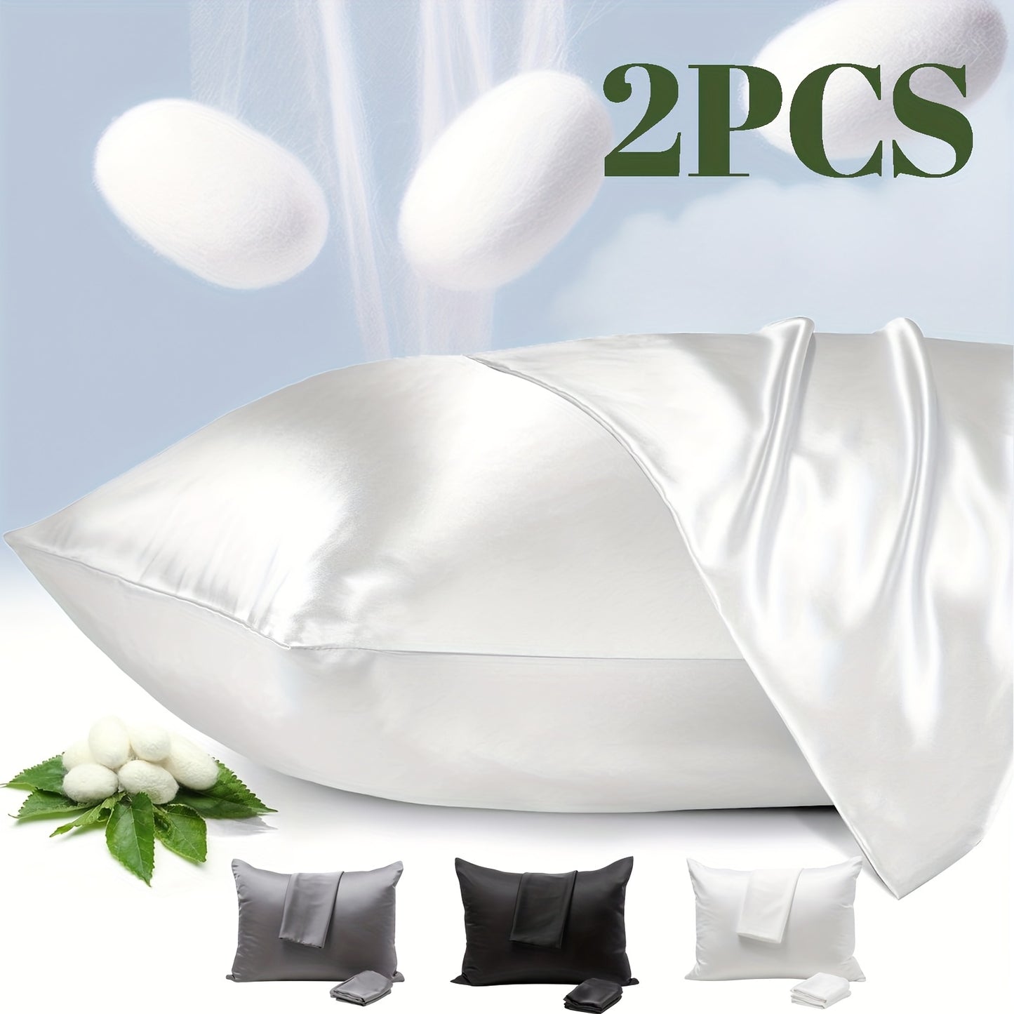2pcs Hypoallergenic Mulberry Silk Pillowcases - Soft Fabric, Cooling Breathable Zippered Design, Sensitive Skin-Friendly Feel, Ideal for Bedroom, Guest Room, Travel - Perfect Gift for Family, Pillowcase for Bedroom