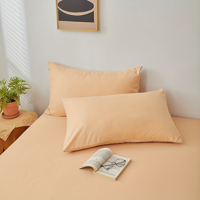 2pcs Ultra-Soft Brushed Polyester Pillowcases - Breathable & Skin-Friendly, Solid Colors, Machine Washable with Envelope Closure for Cozy Sleep, Bedroom Essentials|Minimalist Pillowcases|Soft Polyester Fabric