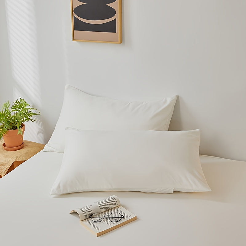 2pcs Ultra-Soft Brushed Polyester Pillowcases - Breathable & Skin-Friendly, Solid Colors, Machine Washable with Envelope Closure for Cozy Sleep, Bedroom Essentials|Minimalist Pillowcases|Soft Polyester Fabric