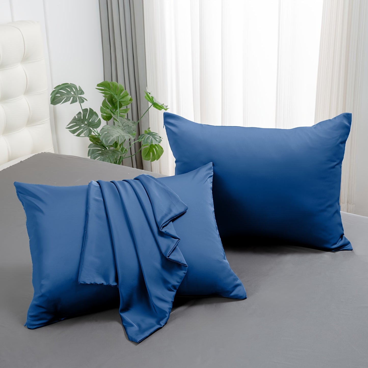 2pcs Hypoallergenic Mulberry Silk Pillowcases - Soft Fabric, Cooling Breathable Zippered Design, Sensitive Skin-Friendly Feel, Ideal for Bedroom, Guest Room, Travel - Perfect Gift for Family, Pillowcase for Bedroom
