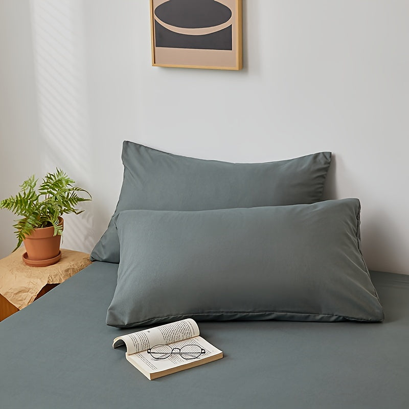 2pcs Ultra-Soft Brushed Polyester Pillowcases - Breathable & Skin-Friendly, Solid Colors, Machine Washable with Envelope Closure for Cozy Sleep, Bedroom Essentials|Minimalist Pillowcases|Soft Polyester Fabric
