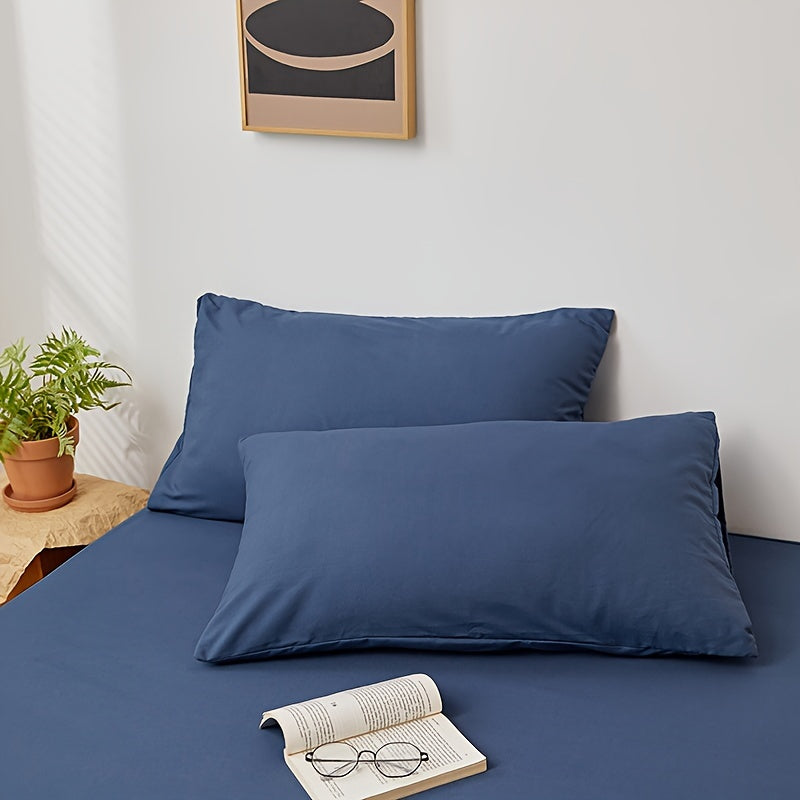 2pcs Ultra-Soft Brushed Polyester Pillowcases - Breathable & Skin-Friendly, Solid Colors, Machine Washable with Envelope Closure for Cozy Sleep, Bedroom Essentials|Minimalist Pillowcases|Soft Polyester Fabric